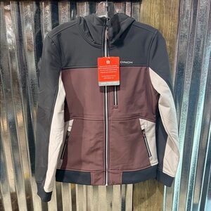 Cinch Hooded Colorblock Jacket — Black, Maroon & Cream